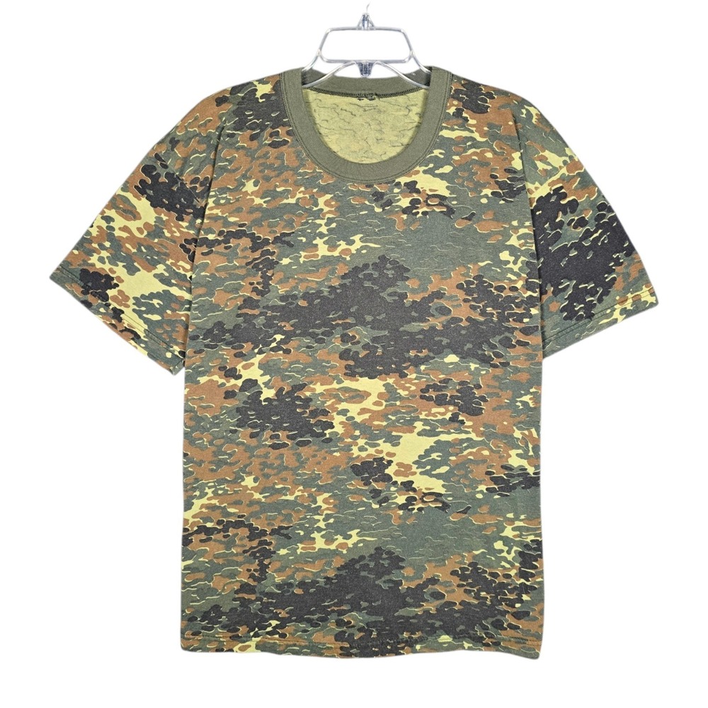 Vintage Flecktarn T-Shirt Mens Large Camouflage Pattern Woodland Military 80s